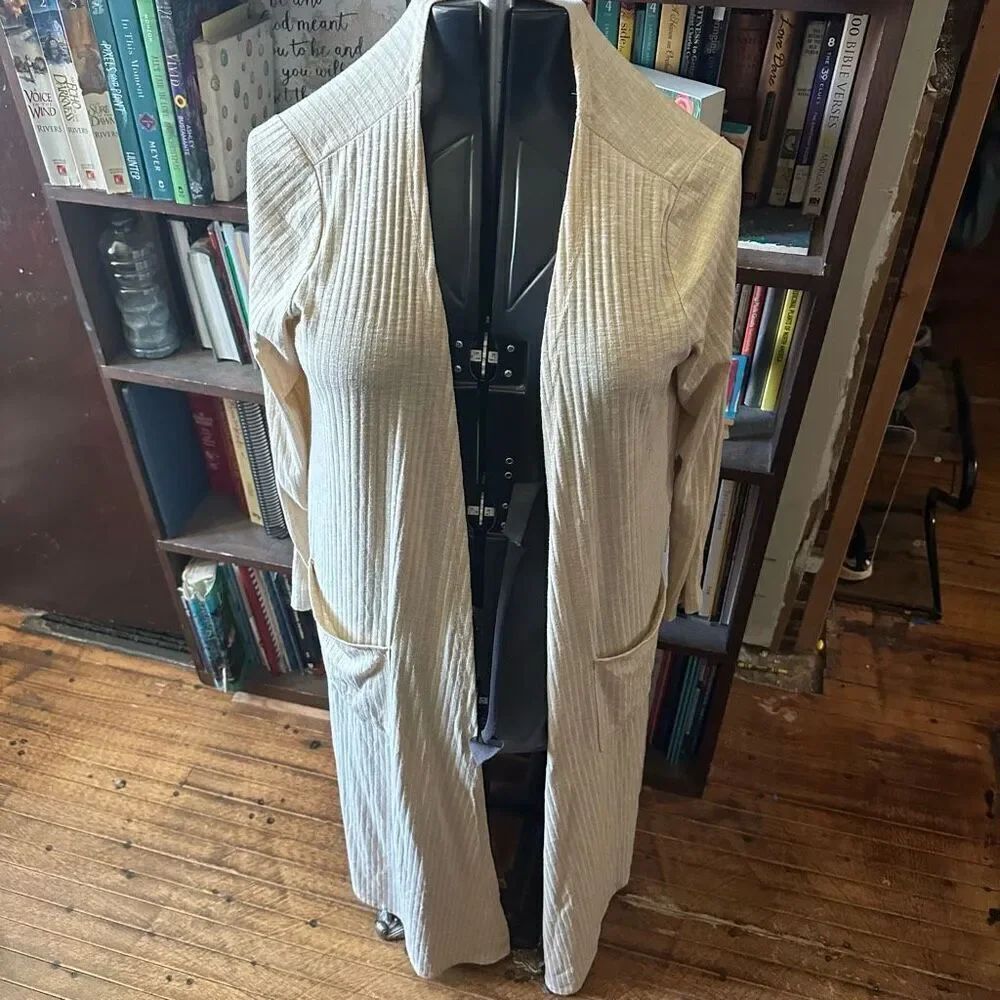 Lularoe Sarah beigecore ribbed M sweater duster with pockets
